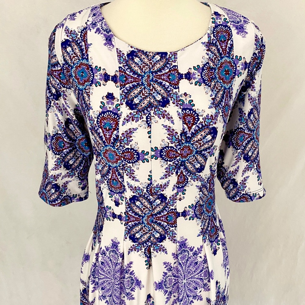 Shelby Palmer Paisley Jersey Knit Fit-Flare Dress - Picture 4 of 11